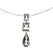 EXP Sterling Silver Rectangle and Teardrop White Quartz Pendant Necklace