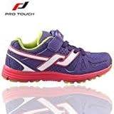 PRO TOUCH OZ PRO II VELCRO/LACE JUNIOR RUNNING TRAINERS - PURPLE/WHITE/PINK/LIME GREEN