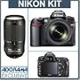 Nikon D90 Digital SLR Two Lens Kit with AF-S DX NIKKOR 18-105mm f/3.5-5.6G ED VR Lens & Nikon 70-300mm f/4.5 - 5.6G ED-IF AF-S VR Lens - Warranty
