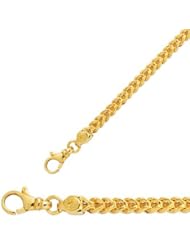 8" 14K Yellow Gold 3.9mm (1/7") Polished Diamond Cut Square Franco Chain w/ Pear Shape Clasp