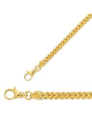 26" 14K Yellow Gold 3.9mm (1/7") Polished Diamond Cut Square Franco Chain w/ Pear Shape Clasp
