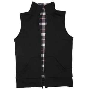Buy Black and Black and Pink Plaid Reversible Flip It Fleece Vest For Women and Girls. Fleece by Touch of Europe Hoodies