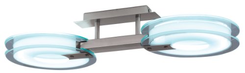 Eglo  88261A New Age, Nickel/Frosted and Clear, 2-Light Ceiling Light Fixture