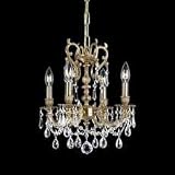 Crystorama 5524-AG-GT-MWP Gramercy 4 Light Mini Chandelier in Aged Brass with Golden Teak Hand Cut crystal