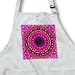 Flower Power Eye Magic Magenta Mandala - BLACK Full Length Apron With Pockets 22w X 30l