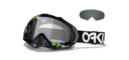 Oakley Mayhem MX  Goggles with Clear Lens (Black Victory Stripes) On Sale