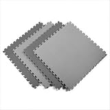 Norsk-Stor 240275 Reversible Recyclamat Sport Multi-Purpose Foam Flooring, Black/Gray, 4-Pack