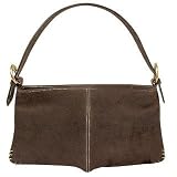 Maschera Leather and Suede Baguette Handbag Dark Brown
