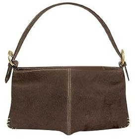 Maschera Leather and Suede Baguette Handbag Dark Brown