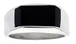Gent's Sterling Silver Slim Rectangular Black Obsidian Ring