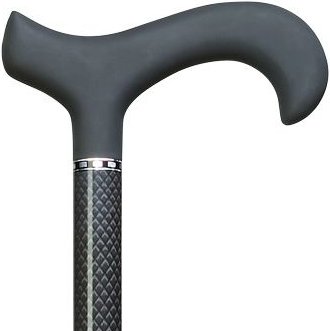 Men Soft Touch Derby Cane Black Triple Wound Carbon Fiber Shaft, Black Handle -Affordable Gift for your Loved One! Item #DHAR-75008