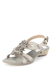 Footglove™ Original Leather Wide Fit Floral Corsage Sandals