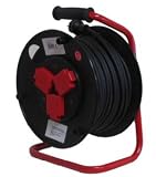 Eigenschaften bauCompany24  / KUNSTSTOFF-KABELTROMMEL, 40 m Kabel HO7RN-F 3G1.5, 3 VDE-Schutzkontakt-Steckdosen mit Sicherheitsklappdeckel