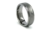 Titanium Ring with CZ Satin Center High Polish Band 7mm