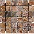 4x4 Sample of Cafe Rain Forest Brown Tumbled Marble in 2x2 Mosaic Tiles