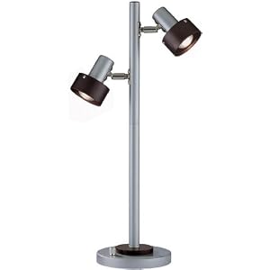 2-Lite Table Lamp with Dark Walnut Wood Ring Shade - Silver Finish by Lite Source