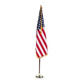 ADVANTUS CORPORATION Indoor 3`x5` u.s. flag, 8-ft. oak staff, 2 gold fringe, 5 goldtone... by