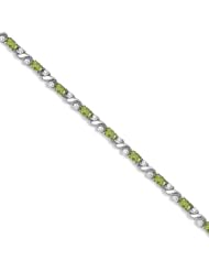 14k White Gold Natural Peridot And Diamond Tennis Bracelet
