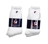 Fila Men's Cushioned Athletic Crew Socks - 24 PACK!!! 12 white/w black logo + 12 white/w reg and navy logo