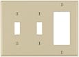 Leviton 80421-I 3-Gang 2-Toggle 1-Decora/GFCI Device Combination Wallplate, Standard Size, Thermoset, Device Mount, Ivory