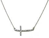 Just Give Me Jewels Silvertone Rhinestone Cross Necklace