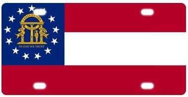 Fashion Design Vintage Georgia State Flag Mental Car License Plate With 4 Holes - 12" X 6"