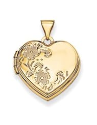 Genuine IceCarats Designer Jewelry Gift 14K 18Mm Polished Heart-Shaped Floral Locket