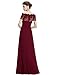 Ever Pretty Lace Short Sleeve Ruched Bust Long Evening Dress 08490