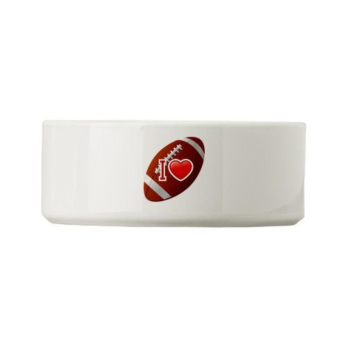 Dog Cat Food Water Bowl I Love Football