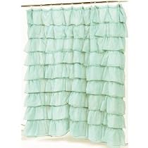 Carnation Home Fashions Carmen Crushed Voile Ruffled Tier Shower Curtain 70-Inch by 72-Inch Blue