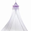 Purple Feather Metallic Moon and Star Trimmed Girls Bed Canopy
