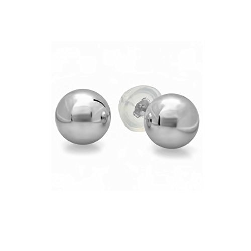 Small 3mm 10k White Gold Ball for Baby and Children Stud Earrings with Silicone covered Gold Pushbacks