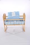 Baby Doll Bedding Solid with Flower Applique Cradle Bedding Set, Blue