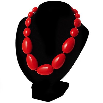 Red Plastic Graduated Nugget Choker Necklace