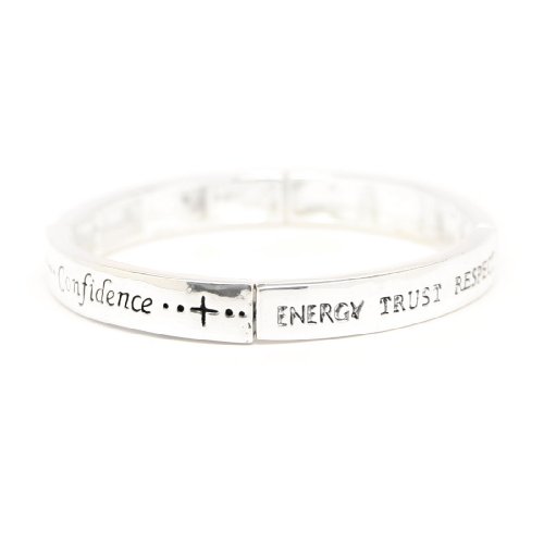 Energy, Trust, Respect & Confidence Stretchable Silver Bracelet