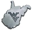 West Virginia University Mountaineers NCAA College Debossed State Shape Chrome Plated Premium Metal Car Truck Motorcycle Emblem