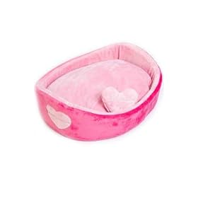 Pet Couture Round Bed with Heart Cushion-Large-Pink