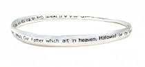 Bracelet - B161 - Bangle Style Inscribed with the Lord's Prayer ~ Our Father Who Art in Heaven Hallowed By Thy Name... ~ Silver Tone Metal