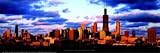 Chicago Skyline at Sunset Scenic Art Poster Print by Mark Segal, 38x13