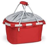 Picnic Time Metro Basket Collapsible, Insulated Basket w/ Aluminum Frame (Red)