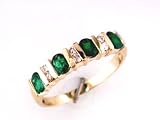 14K .75 CTW Oval Emerald & Diamond Band