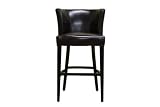 CLETO Dark Brown Leather Barstool with black legs