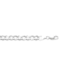 14K 20" White Gold 5.7mm Polish Diamond Cut Comfort Curb Chain With Lobster Clasp