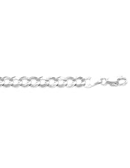 14K 24" White Gold 5.7mm Polish Diamond Cut Comfort Curb Chain With Lobster Clasp