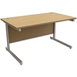 Trexus Contract Desk Rectangular Silver Legs W1400xD800xH725mm Oak