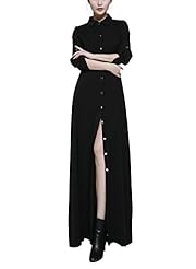 Plus Size Empire   Waistline Cotton/Wool Long Sleeves Spring Fall Winter Belted Slit  Dress