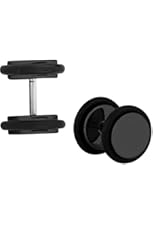 16g Cheater Plugs: 0g 8 mm Surgical Steel Black Titanium IP Plated Fake Plug Earrings