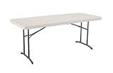Lifetime 80174 6-Foot Fold-In-Half Commercial Table, Almond Tabletop Bronze Frame