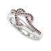 Sterling Silver & Ruby Color CZ- 14K White Gold Finish Micro Pave Setting Heart Ring SZ 6-7-8