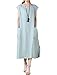 Mordenmiss Women's Cotton Linen Dresses Cap Sleeve Summer Dress with Pockets